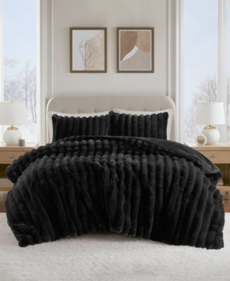 Madison Park Jasmine Faux Fur Reverse to Velvet 3-Piece Comforter Set, King