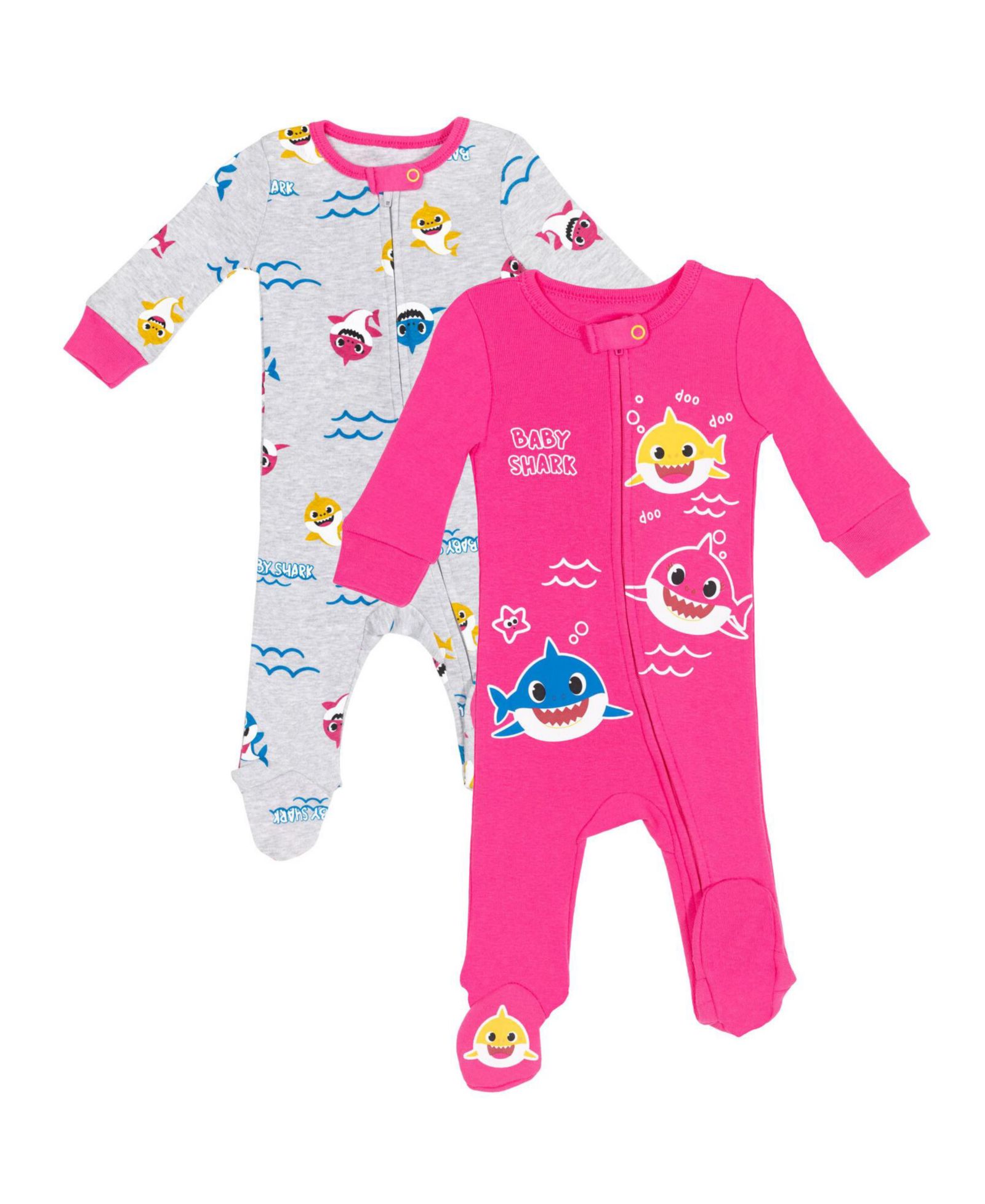 Детский комбинезон Baby Shark Pinkfong Shark 2 Pack Zip Up Sleep N' Play