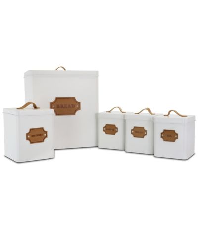 Набор контейнеров для хранения продуктов MegaChef Kitchen 5 Piece Canister Set в белом цвете