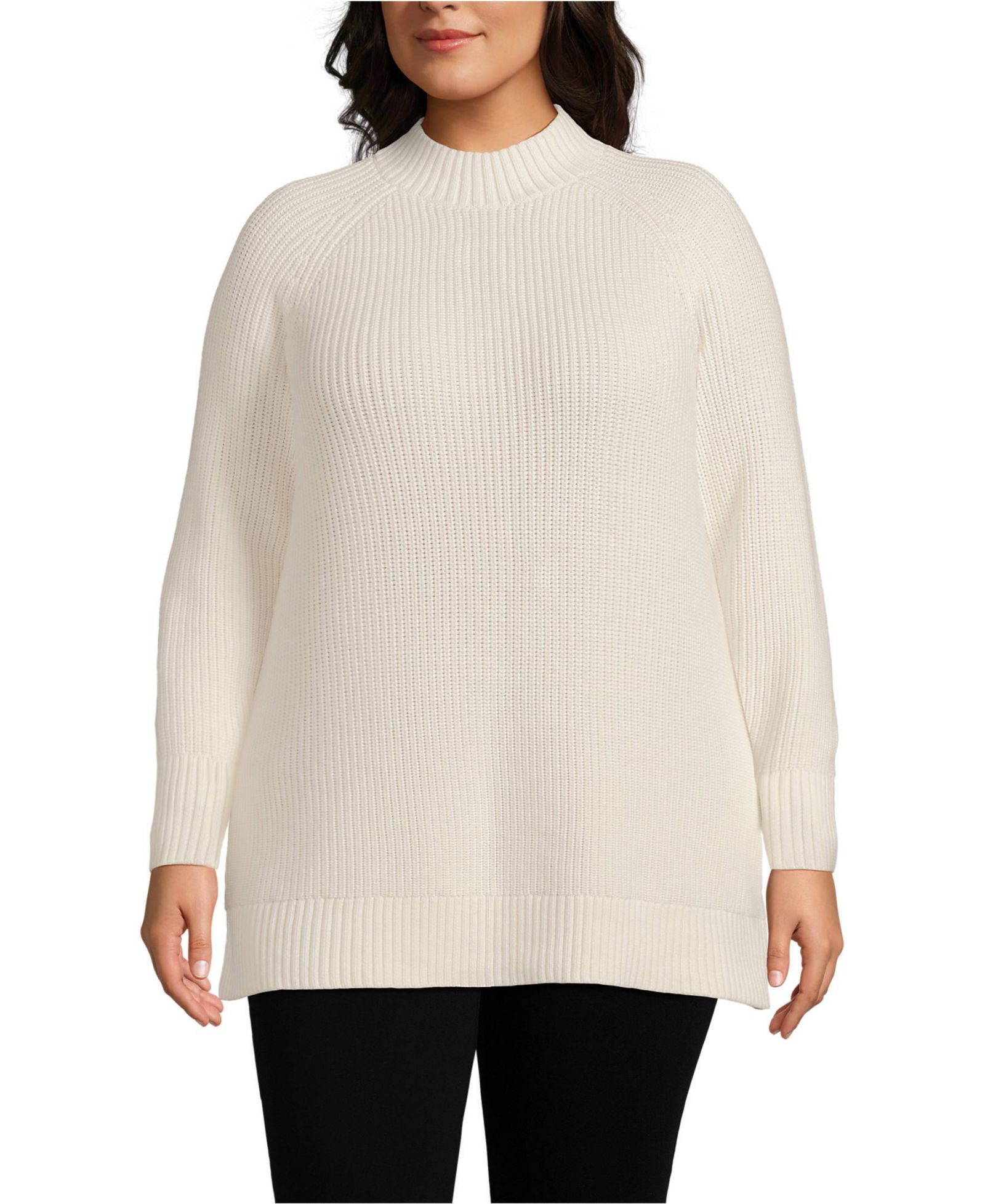 Lands' End джемпер-туника Drifter Shaker Easy Fit с воротником-стойкой, Plus Size