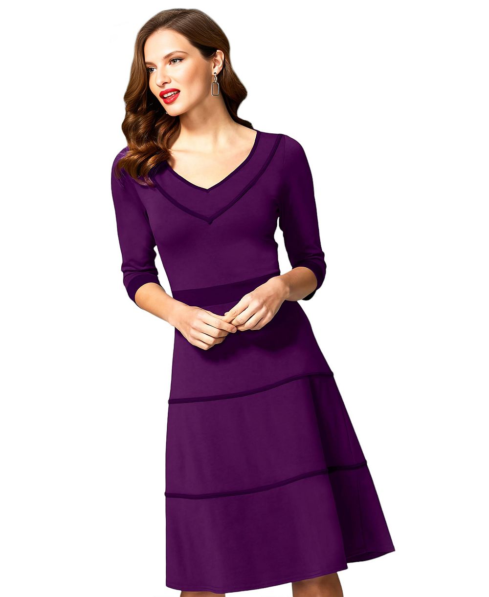 Женское платье HotSquash London V Neck Fit and Flare с рукавом 3/4