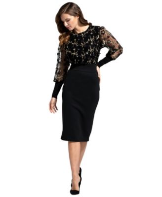 HotSquash London Women's Embroidered Top Pencil Dress Dress