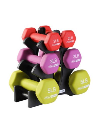 Набор гантелей HolaHatha Neoprene Dumbbell Free Hand Weight с подставкой
