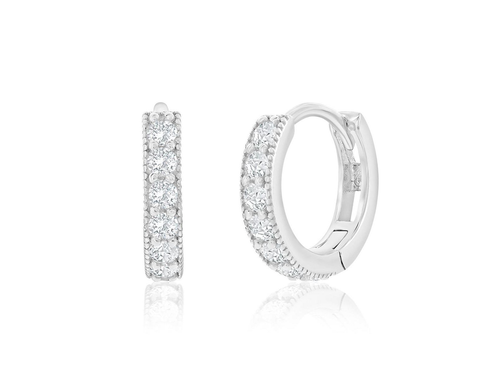 Simona Sterling Silver Small 13mm CZ Hoop Earrings