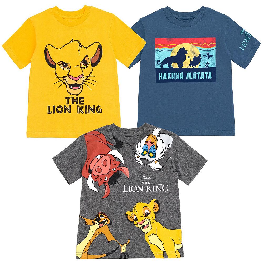 Набор из 3 футболок Disney для мальчиков-малышек с героями Lion Guard, Lion King, Симба, Тимон, Пумба, Рафики