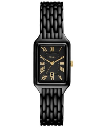 Fossil Женские Raquel Three-Hand Date Black Stainless Steel Watch, 23mm