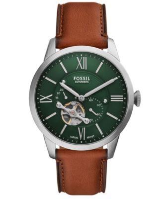 Fossil Men's Townsman Automatic Brown Leather Watch, 44mm