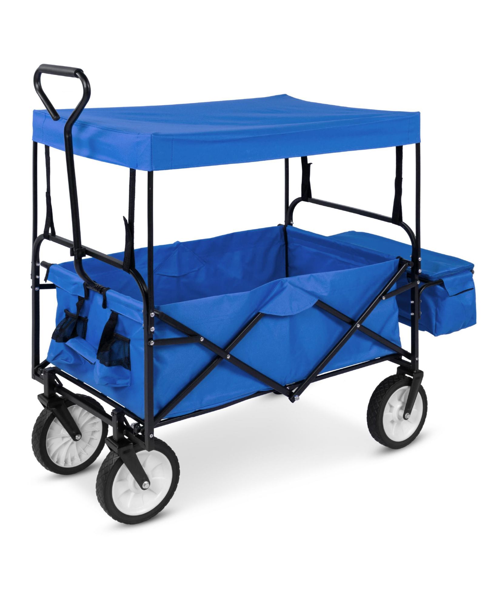 Best Choice Products Folding Utility Wagon Cart with Removable Canopy and Cup Holders