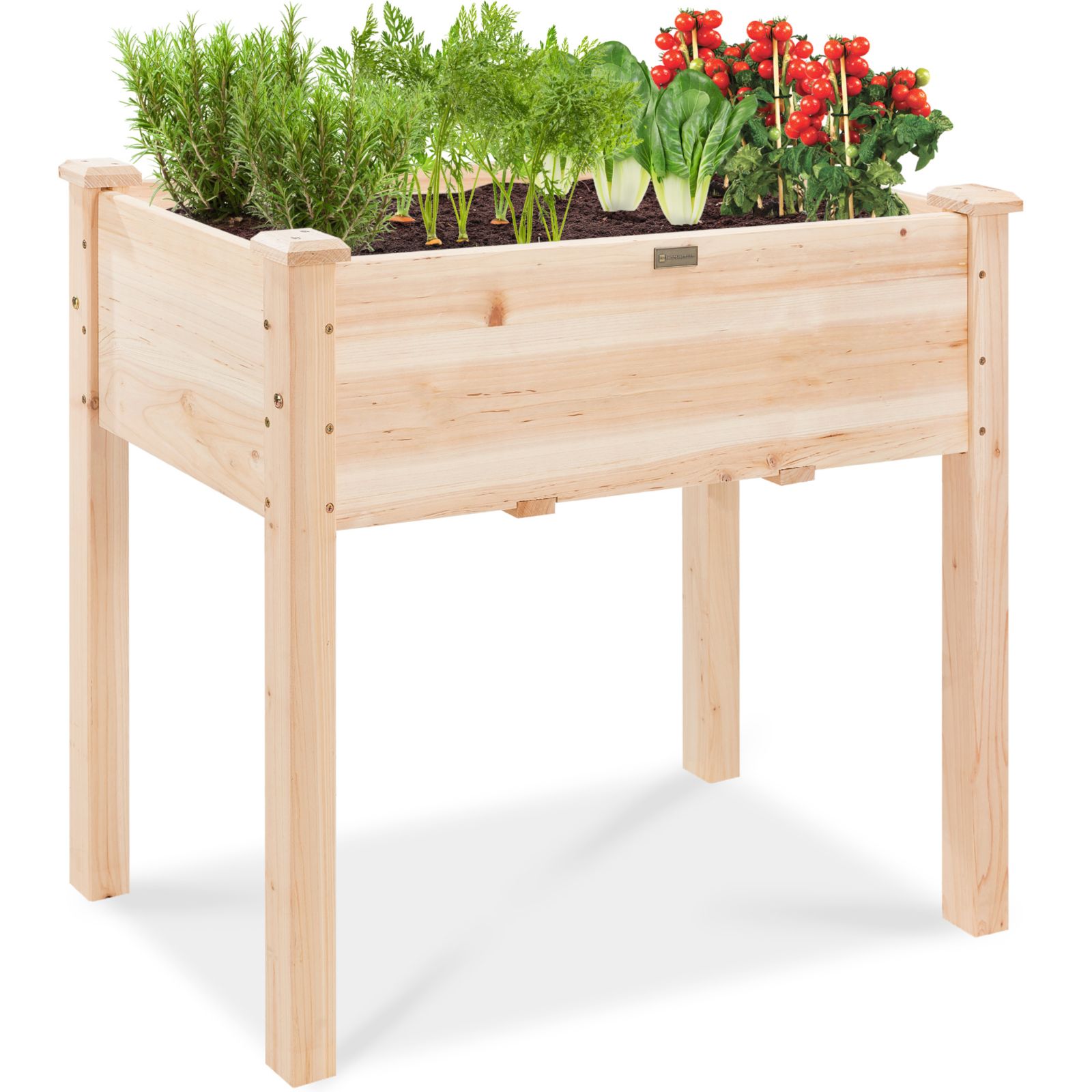 Best Choice Products 34x18x30in Raised Garden Bed, Elevated Wood Planter Box for Kids, Patio w/ Bed Liner
