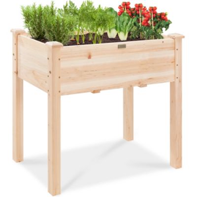 Приподнятая садовая грядка Best Choice Products 34x18x30in, деревянный контейнер для растений для детей, патио с подстилкой