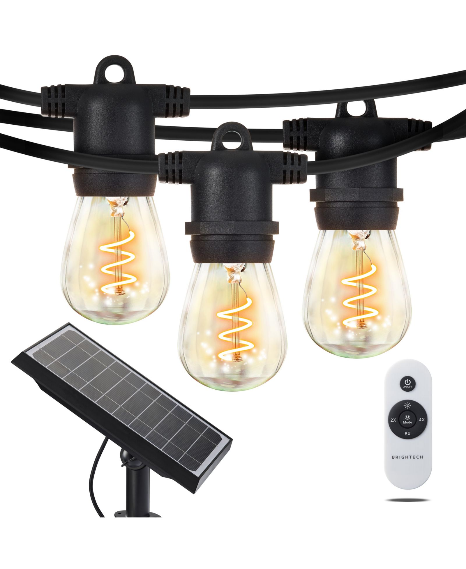 Brightech Ambience Pro Outdoor Solar LED String Lights with Spiral Bulbs
