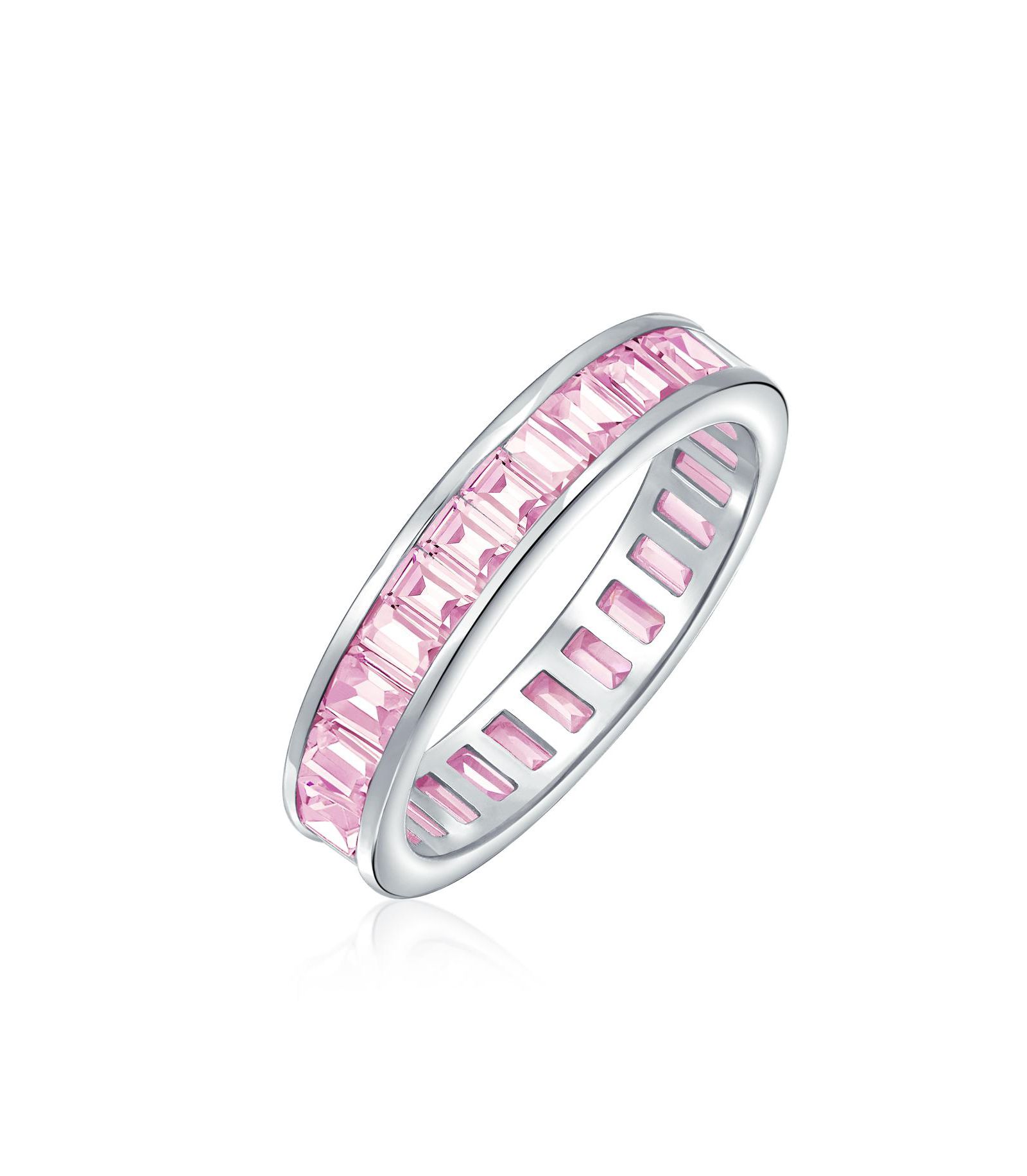 Bling Jewelry Cubic Zirconia Eternity Wedding Band Ring Gold Plated Sterling Silver