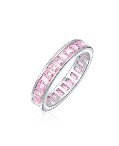 Bling Jewelry Cubic Zirconia Eternity Wedding Band Ring Gold Plated Sterling Silver