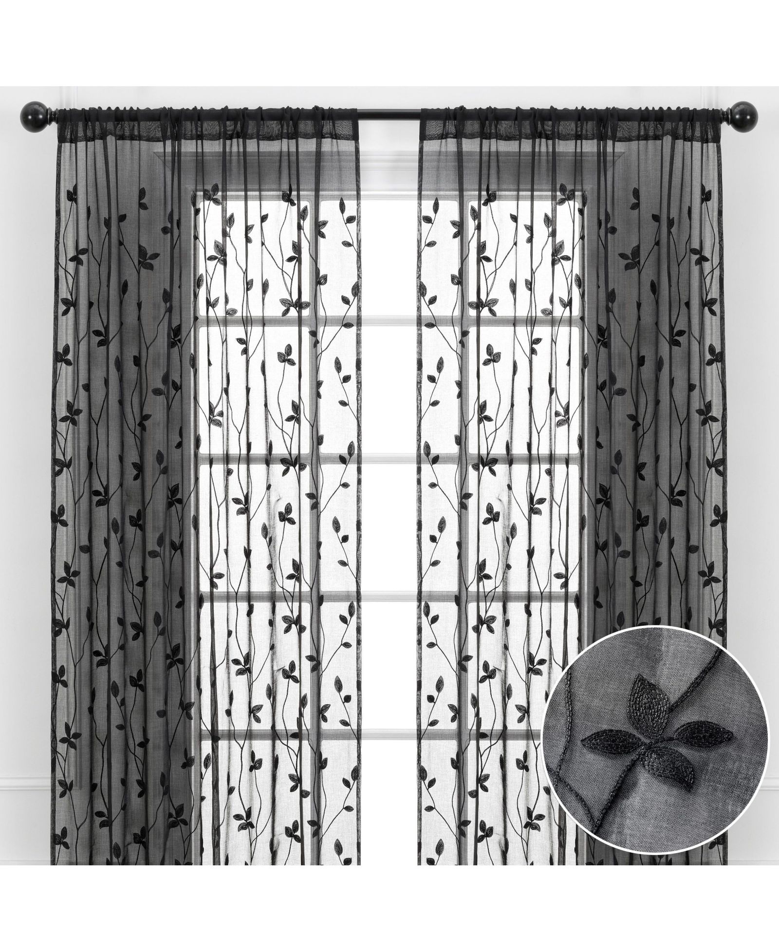 Шторы Chanasya Premium Embroidered Vine, 2 Panels