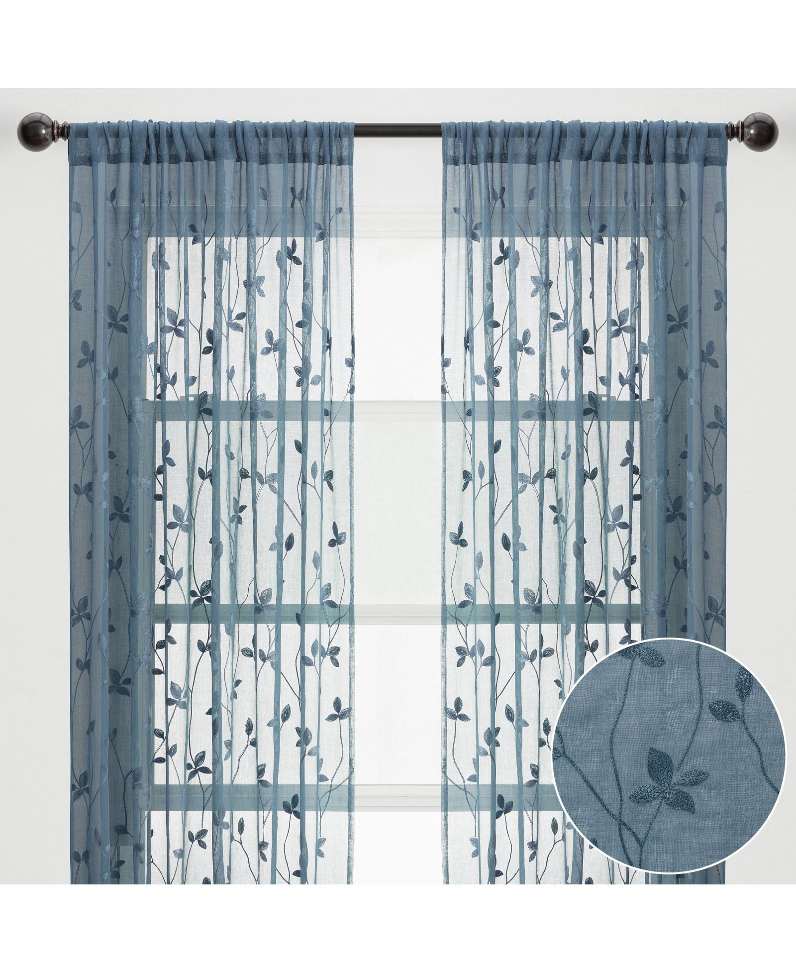 Тюлевые шторы Chanasya Premium Embroidered Vine, 2 панели