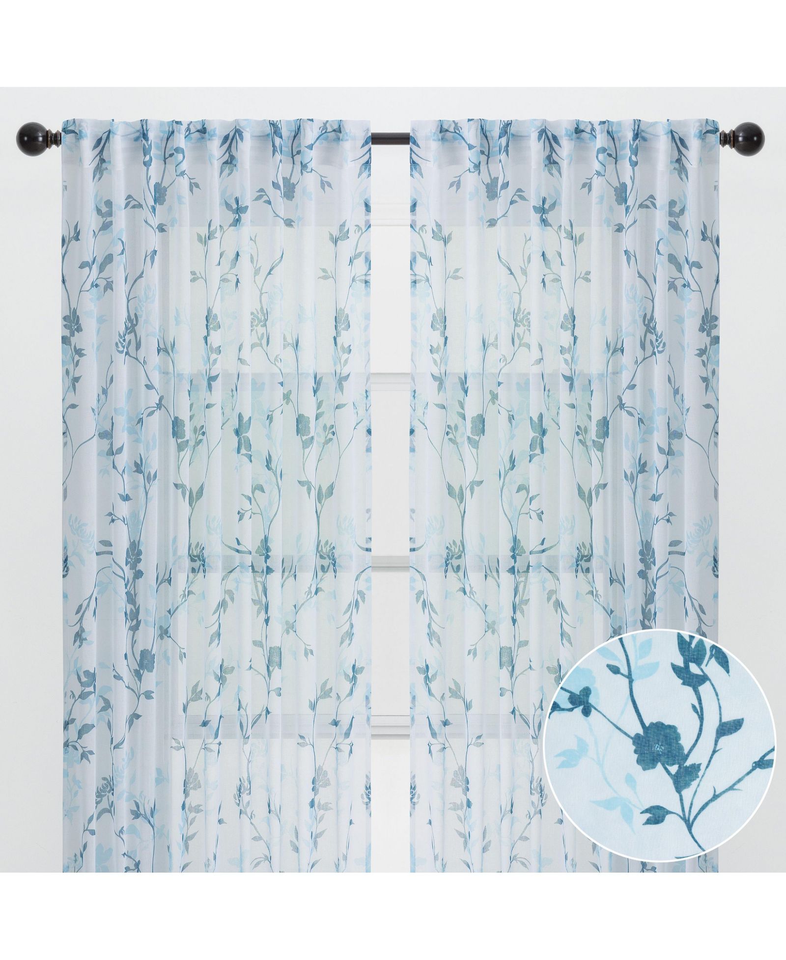 Комплект штор Chanasya Premium 2-Panel Floral Textured Sheer