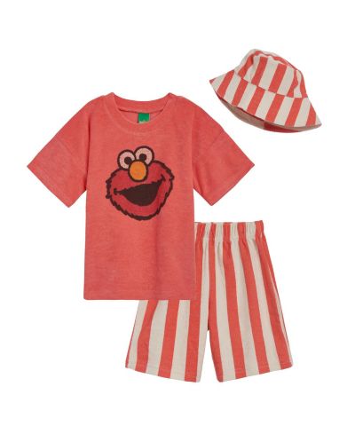 Комплект из 3 предметов Sesame Street Elmo T-Shirt Shorts и Hat для малышей