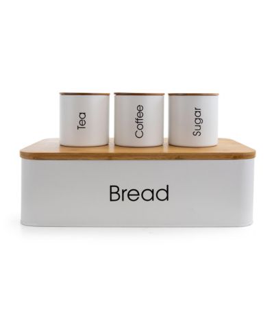MegaChef Kitchen Food Storage and Organization 4 Piece Canister Set in White