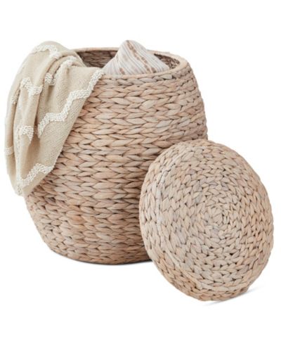 Best Choice Products Vintage Multipurpose Hyacinth Storage Organizer Tote Basket  Lid