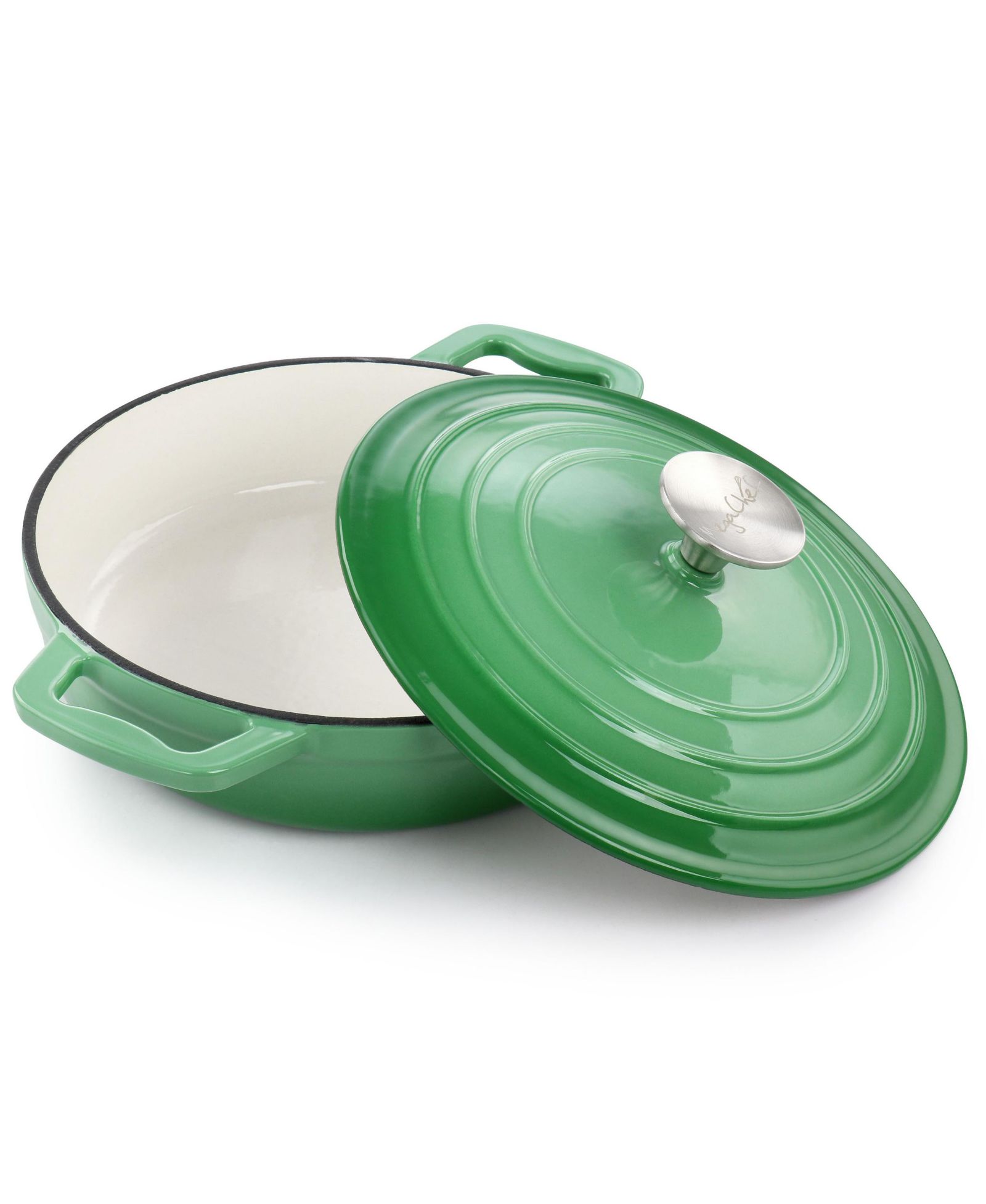 MegaChef Enameled Cast Iron 2 Quart Round Braiser Pan
