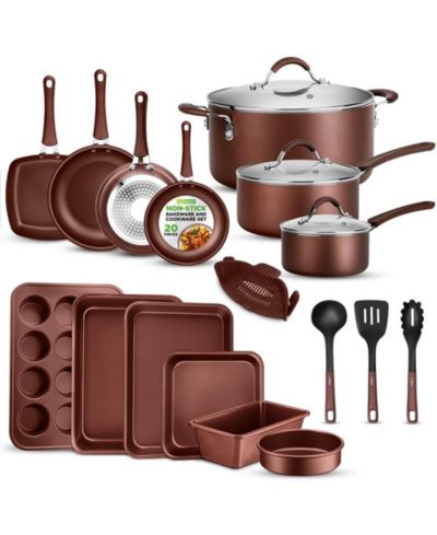 NutriChef 20-Piece Professional Cookware and Bakeware Set with Nonstick Pots and Pans, Cool-Touch Handles, Induction Safe