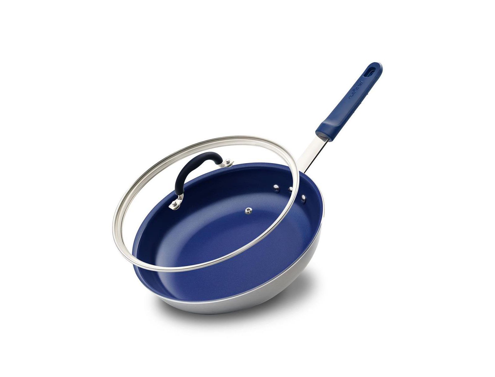 NutriChef 10'' Medium Fry Pan with Lid - Non-stick Pan with Silicone Handle, Ceramic Coating Inside