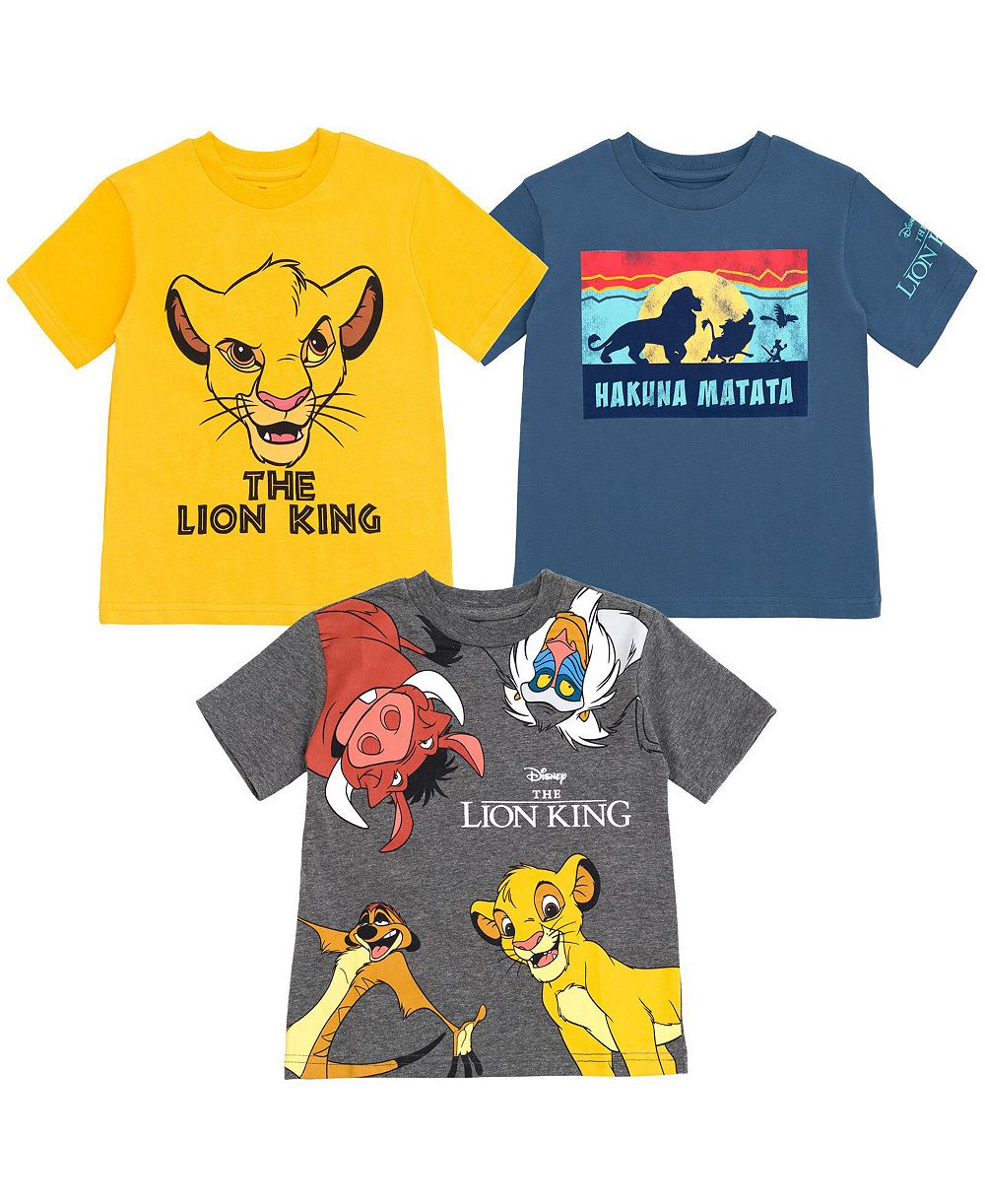 Disney Boys Lion Guard Lion King Simba Timon Pumbaa Rafiki 3 Pack T-Shirts to