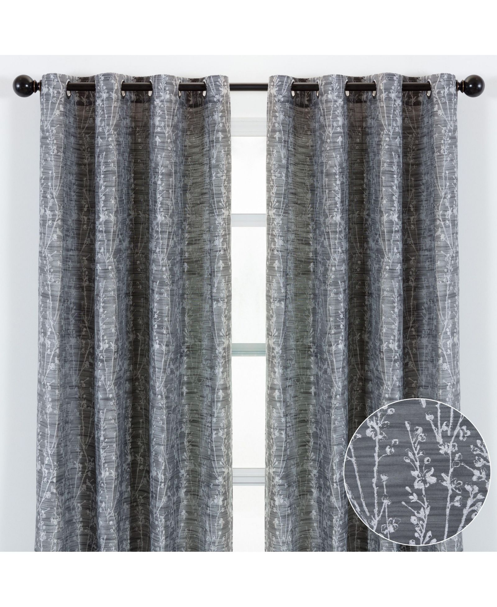 Chanasya 2 Panel Floral Jacquard Curtains, Textured Grommet Drapes, 52×108'', Partial Room Darkening for Living Room & Bedroom