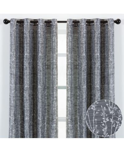 Chanasya 2 Panel Floral Jacquard Curtains, Textured Grommet Drapes, 52×108'', Partial Room Darkening for Living Room & Bedroom