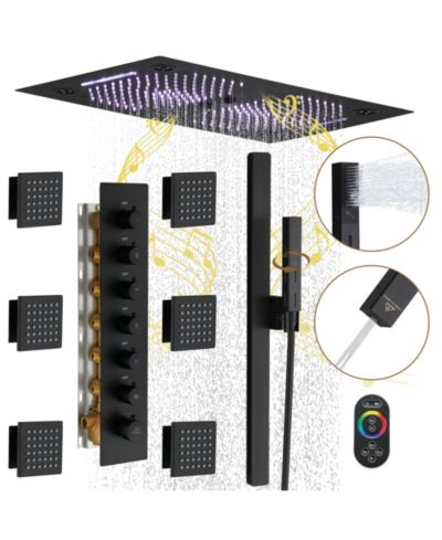 CASAINC 6-Spray Dual Shower Head Ceiling Mount Fixed Handheld Shower System Faucet