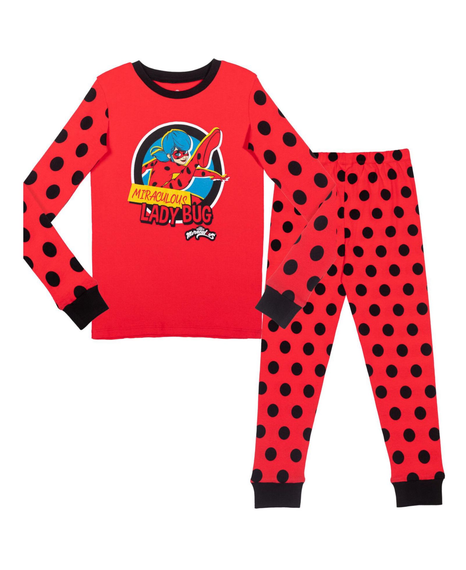 Miraculous Girl's Pullover Pajama Shirt and Pants Sleep Set