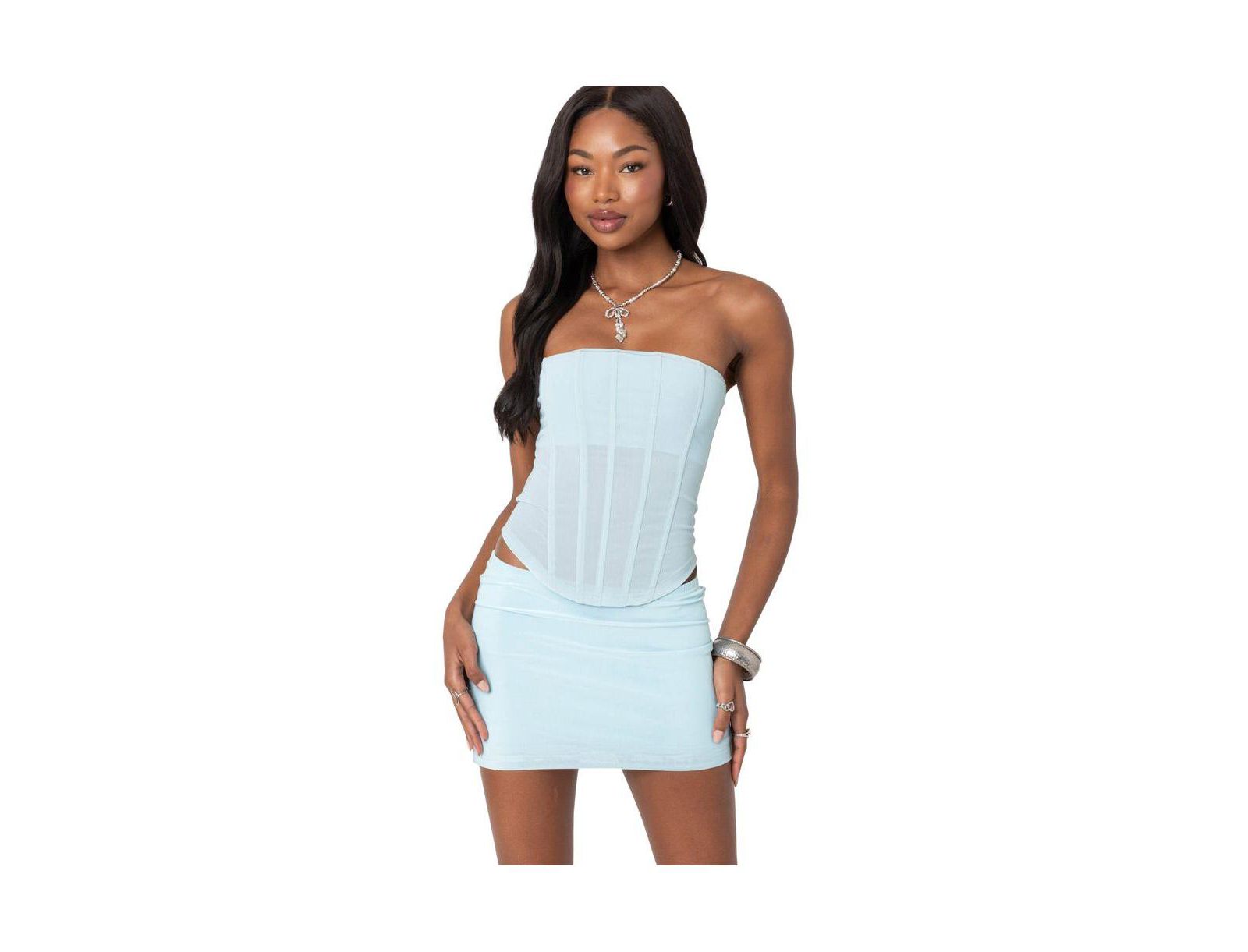 Edikted Womens Vega Sheer Mesh Corset