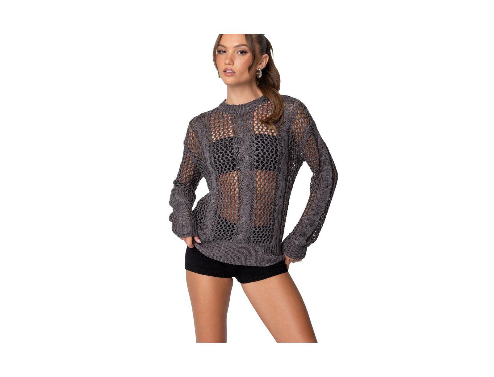 Женский вязаный свитер Edikted Cable Open Knit