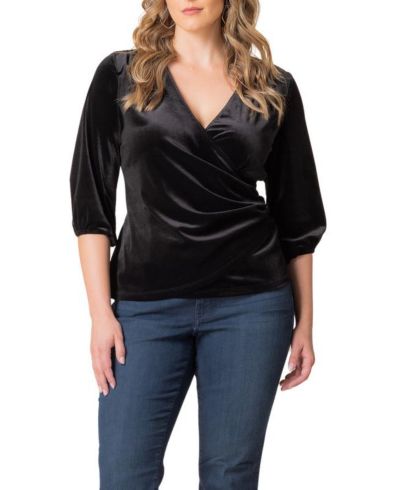 Топ Kiyonna Plus Size Odette Velvet Faux Wrap