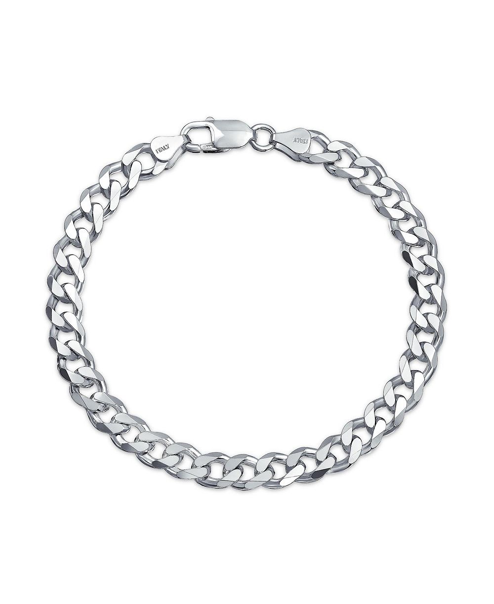 Bling Jewelry Браслет из толстой плетеной цепи Miami Cuban Curb из серебра.925