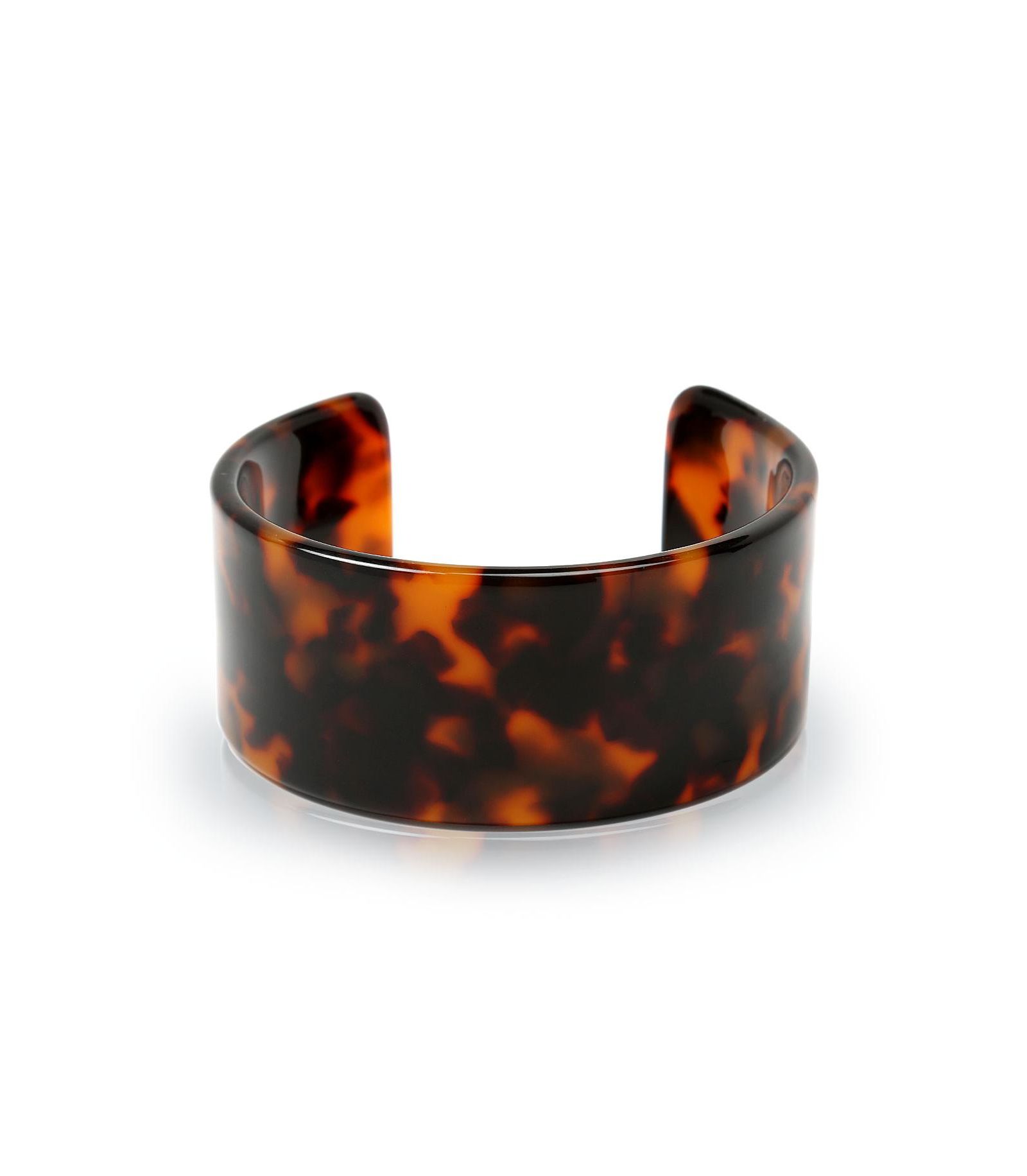 Bling Jewelry Marbled Brown Acrylic Leopard Tortoise Shell Wide Cuff Statement Bangle