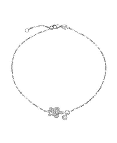 Bling Jewelry Nautical Turtle CZ Accent Anklet Ankle Bracelet Gold Plated Sterling Silver