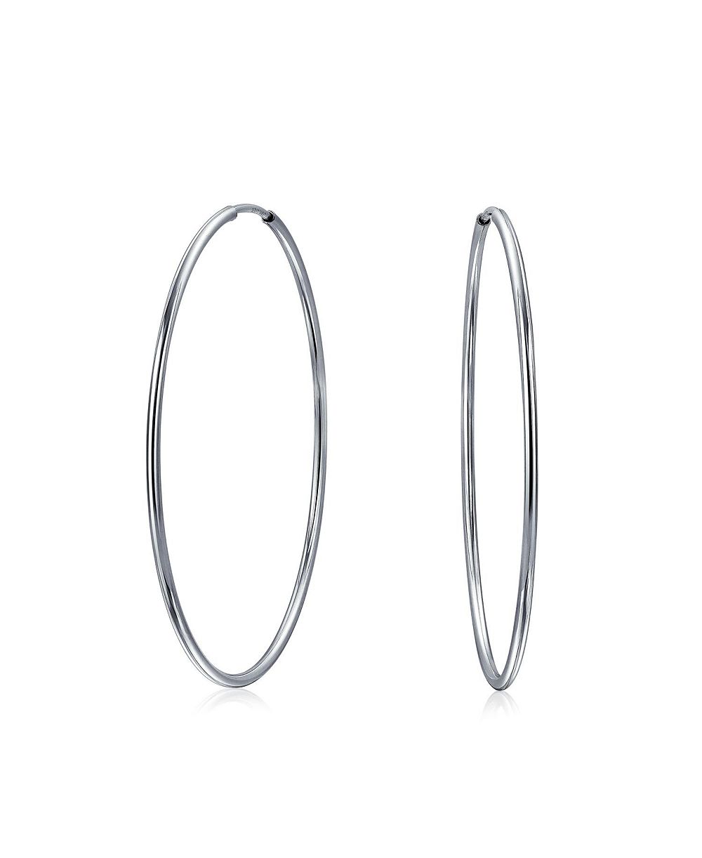 Серьги-кольца Bling Jewelry Thin Minimalist Hoop Huggie, Sterling Silver