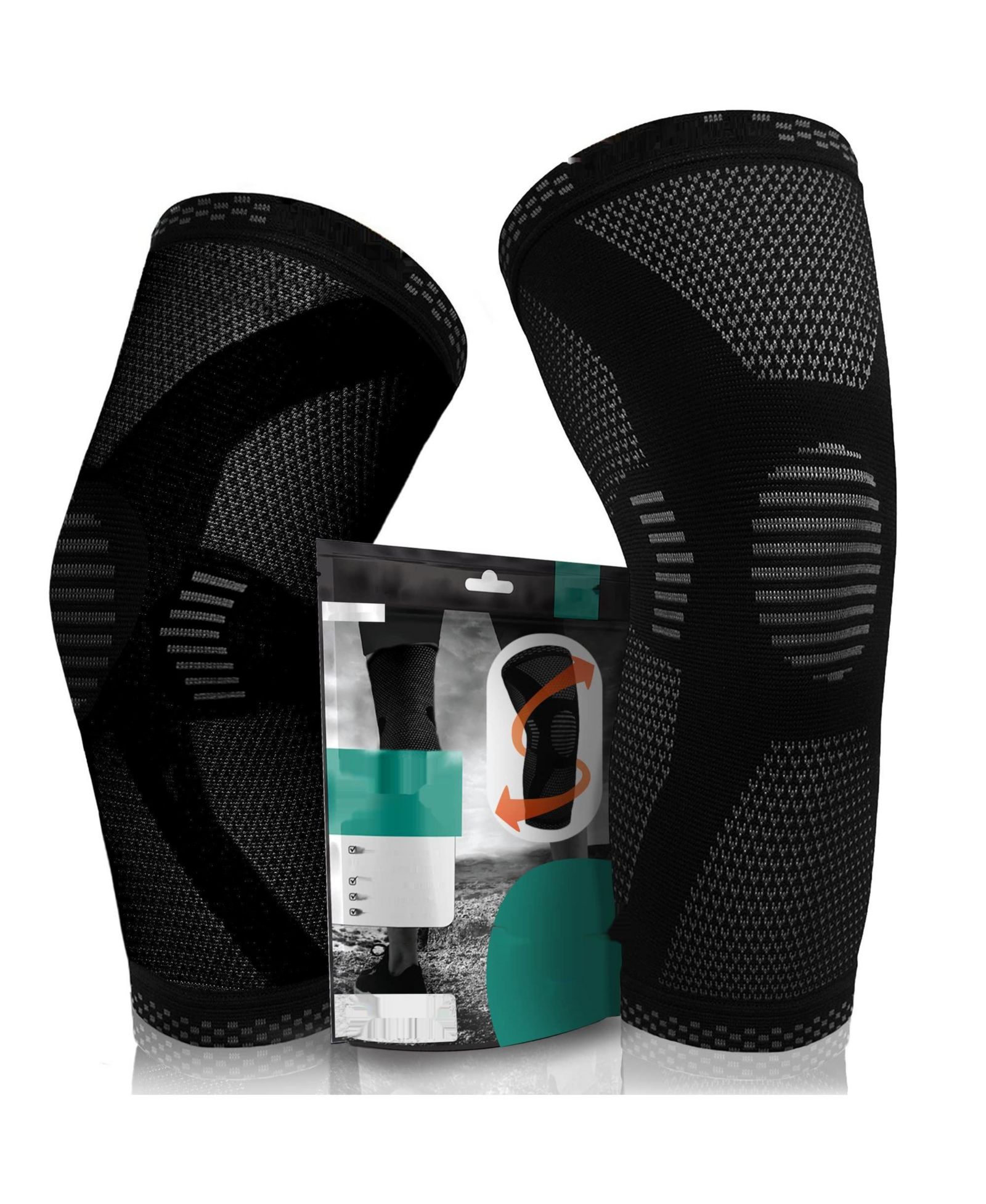 POWERLIX Knee Compression Sleeve (Pair) for Pain & Support - XXL
