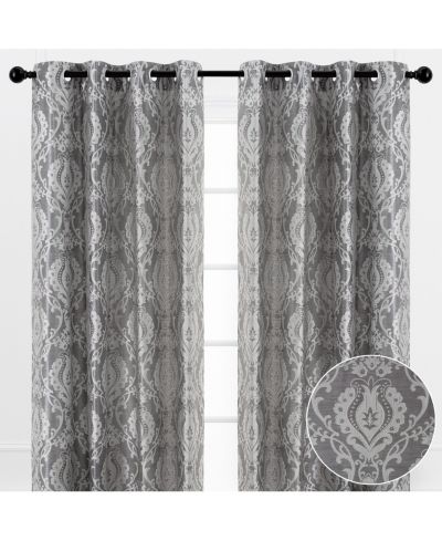 Chanasya Premium Damask Pattern Luxury Curtains - Panels with Grommets - Elegant Jacquard Classy Design - Room Darkening 2 Panel Set