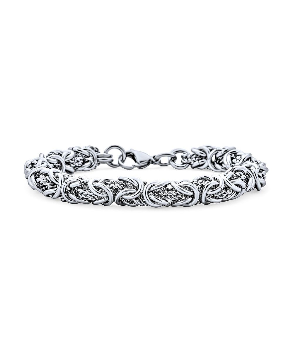 Bling Jewelry Мужской браслет Byzantine Chain, Black Silver