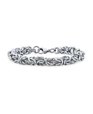 Bling Jewelry Men's Heavy Thick Byzantine Chain Link Bracelet Stainless Steel 8.5 Inch