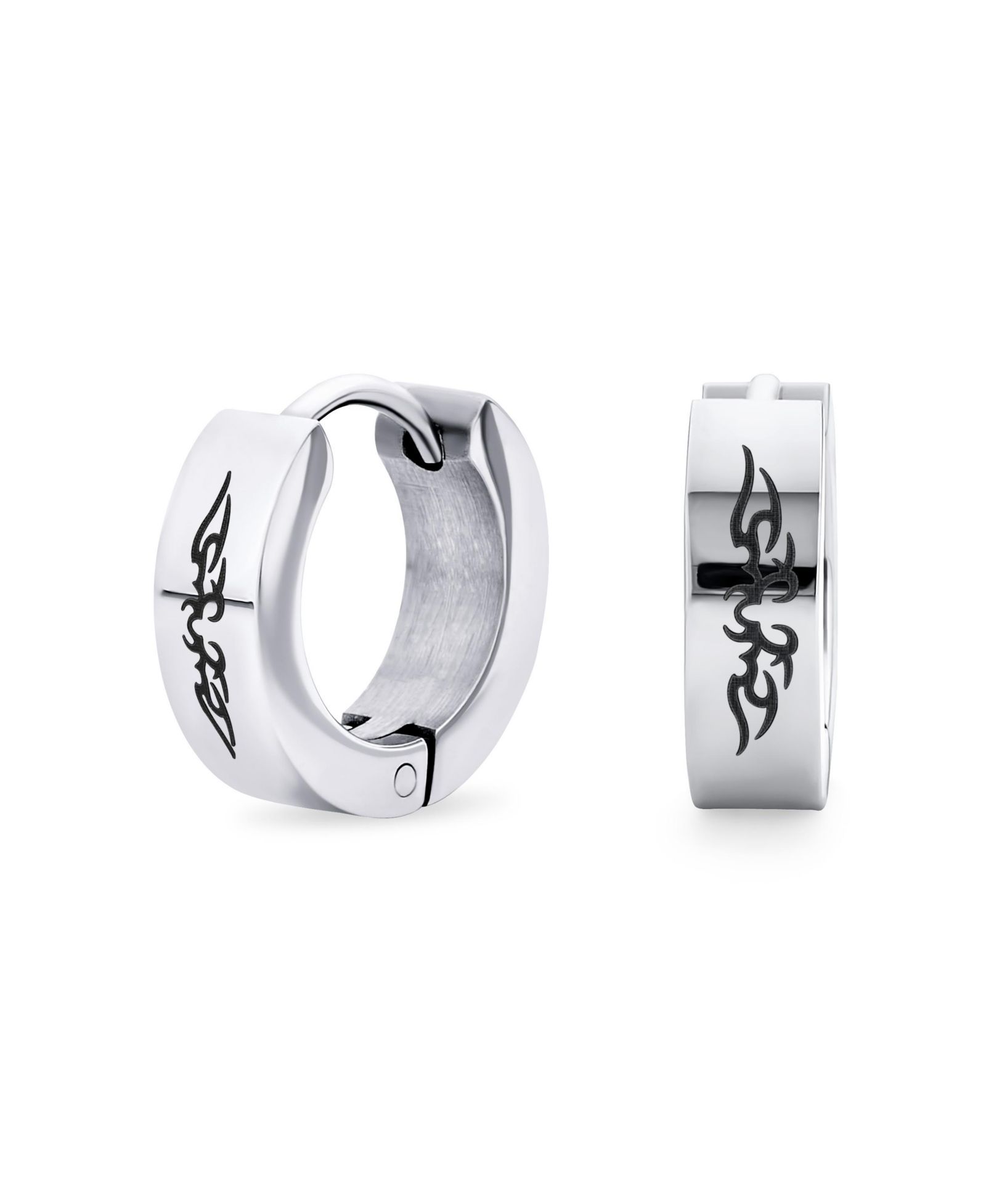 Серьги-кольца Bling Jewelry с гравировкой крылья ангела-хранителя из нержавеющей стали