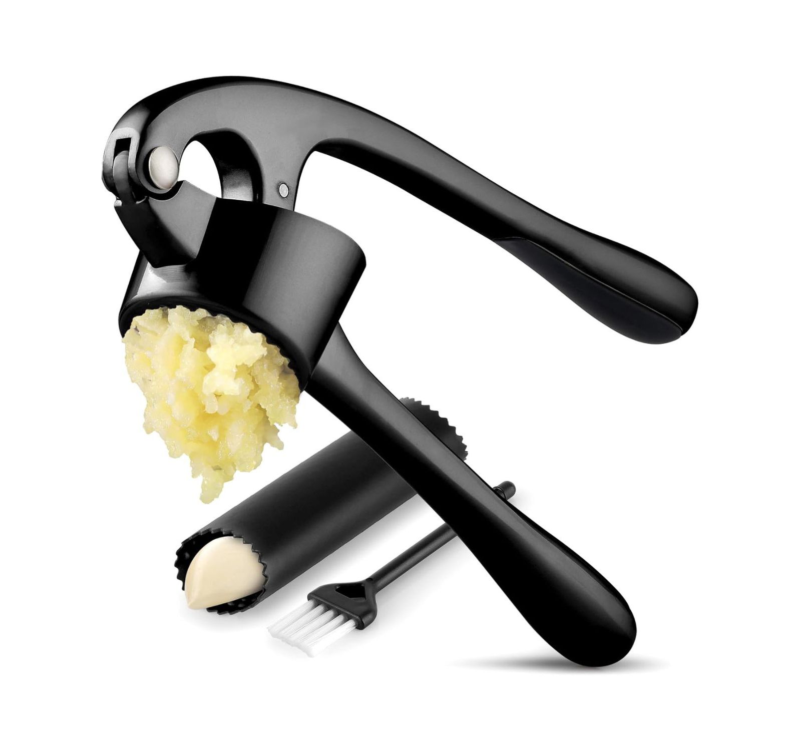 Zulay Kitchen Large Premium Garlic Press Set - Bigger Bowl for Bigger Garlic