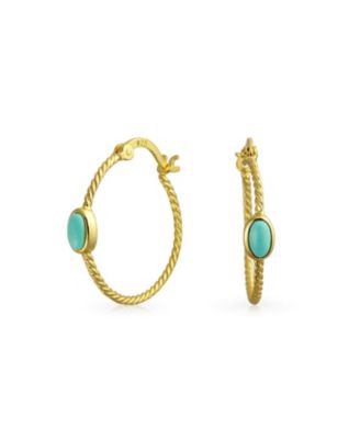 Серьги-кольца с закрученными кабелями и бирюзой от Bling Jewelry из стерлингового серебра с позолотой