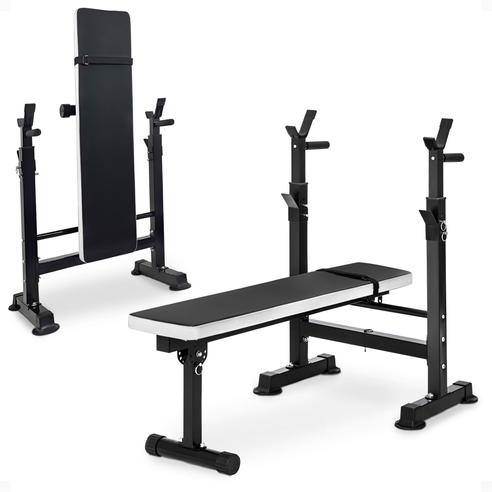 BalanceFrom Fitness Adjustable Strength Training Workout Station, Black and White