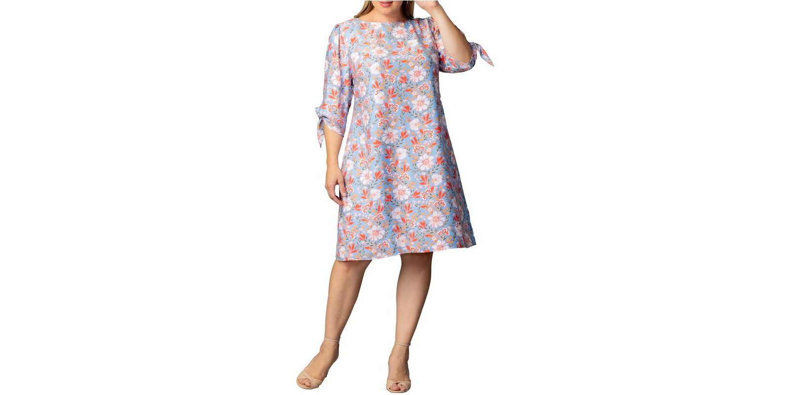 Платье Kiyonna Plus Size Manhattan Shift с завязками на рукавах