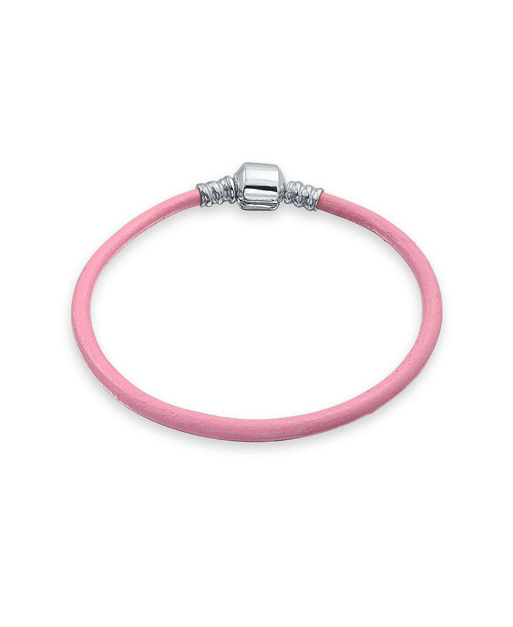 Bling Jewelry Браслет из натуральной розовой кожи со стерлинговым серебром