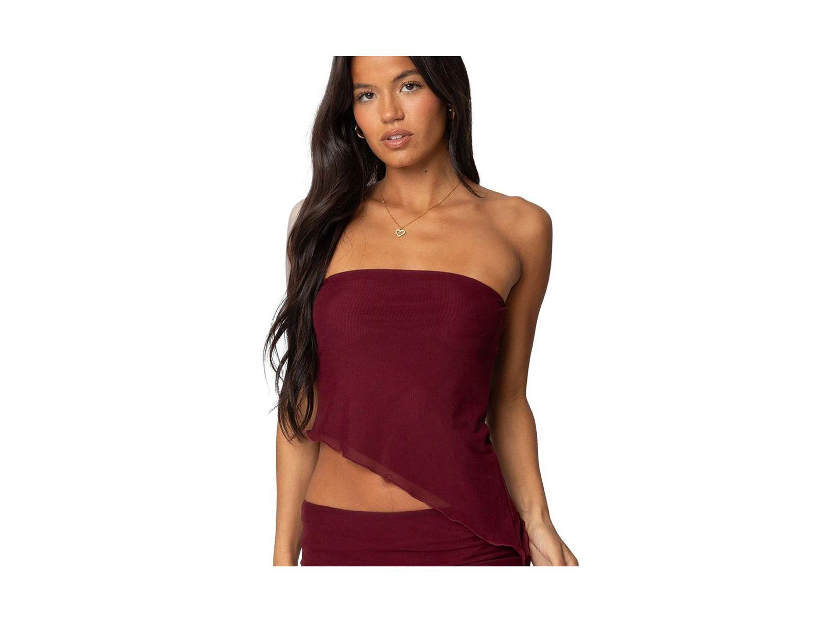 Edikted Women's Vivi Mesh Asymmetric Tube Top