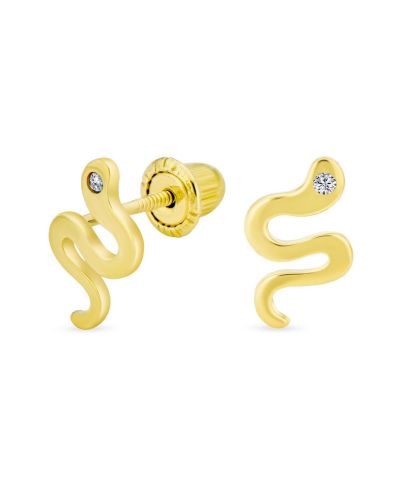 Серьги-гвоздики Bling Jewelry с акцентом CZ и змеей из золота 14K